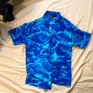 Pull&Bear Blue Water Print Collared shirt XS size